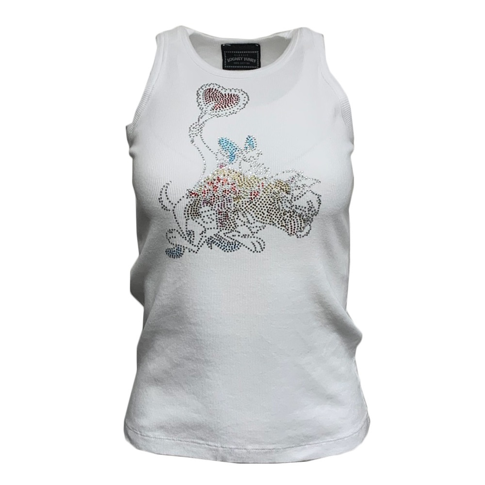 Looney Tunes Tank Top with Rhinestones “Taz” - White